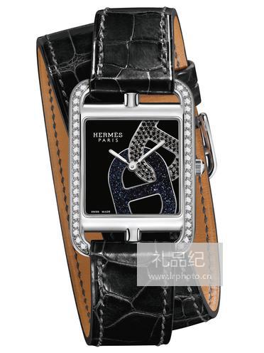 爱马仕Hermes Cape Cod系列Cha&icirc;ne d’ancre 锚链黑色精钢镶钻腕表