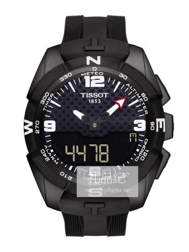 Tissot  天梭腾智系列太阳能款橡胶带石英男表T0914204705701