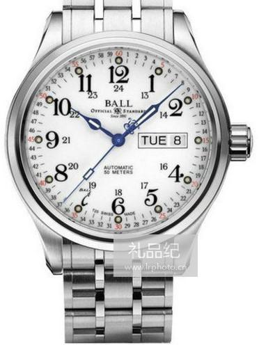波尔铁路长官系列传统60秒NM1058D-S3J-WH白盘精钢表带