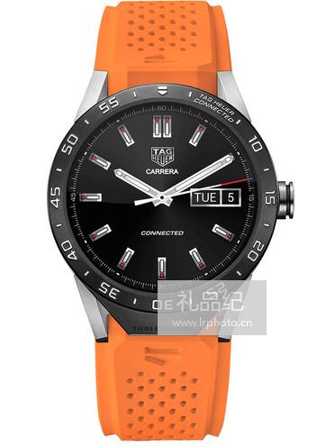 泰格豪雅TAG Heuer Connected橙色橡胶表带款智能