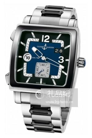 雅典表双时区系列243-92-7M/601 黑蓝色表盘腕表