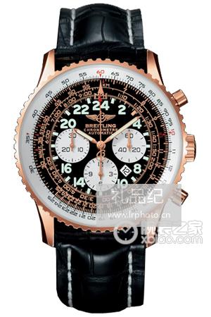 百年灵航空计时1系列18K红金表壳-黑色表盘-鳄鱼皮表带腕表