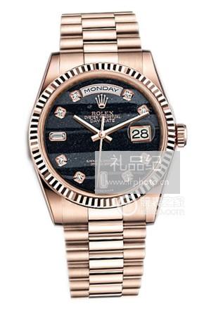 劳力士星期日历型系列118235 玫瑰金巧克力色表盘腕表