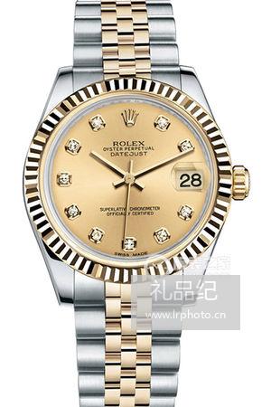 劳力士女装日志型系列178273香槟盘腕表