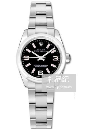 劳力士蚝式恒动系列177200 粉色刻度 黑色表盘腕表