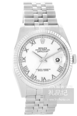 劳力士日志型系列116234白盘罗马时标腕表