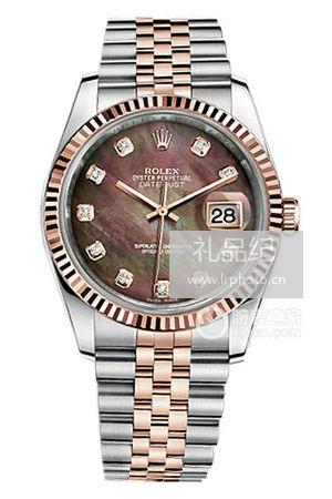 劳力士日志型系列116231 黑贝母盘镶钻纪念表带腕表