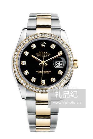 劳力士日志型系列116243黑盘镶钻蚝式表带腕表