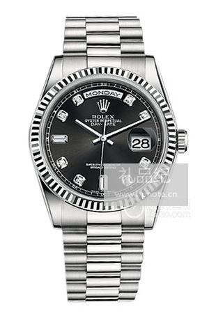 劳力士星期日历型系列118239黑盘镶钻腕表