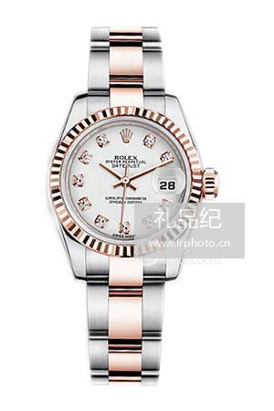 劳力士女装日志型系列179171白盘镶钻腕表