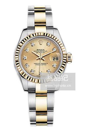 劳力士女装日志型系列179173香槟镶钻盘腕表