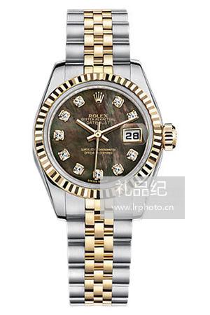 劳力士女装日志型系列179173 黑贝母盘腕表