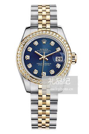 劳力士女装日志型系列179383 钻石时标 蓝色表盘腕表