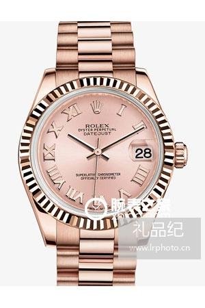 劳力士女装日志型系列178275F 罗马时标 粉红色表盘腕表