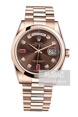 劳力士星期日历型系列118205F 巧克力色镶钻盘腕表