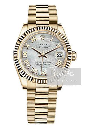劳力士女装日志型系列178278白贝母罗马时标腕表