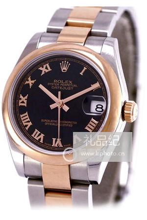 劳力士女装日志型系列178241 罗马时标黑盘蚝式表带腕表