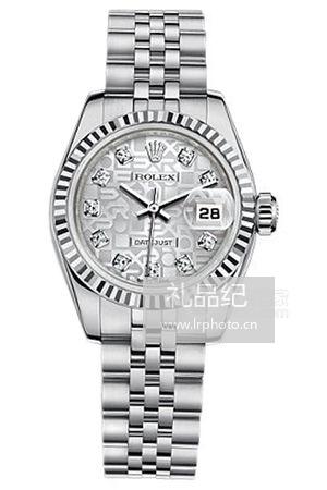 劳力士女装日志型系列179174银色纪念花纹盘腕表