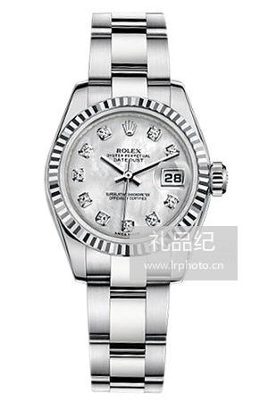 劳力士女装日志型系列179174白贝镶钻腕表