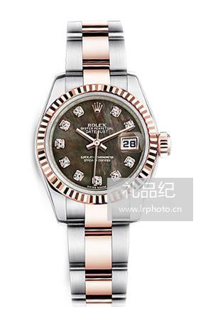 劳力士女装日志型系列179171 黑色贝母盘镶钻蚝式表带腕表