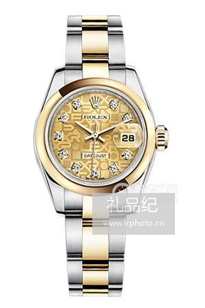 劳力士女装日志型系列179163香槟色纪念花纹蚝式表带腕表