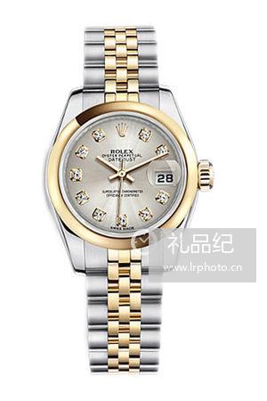 劳力士女装日志型系列179163银色镶钻盘腕表