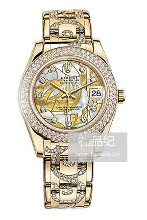 劳力士PEARLMASTER系列81338搪金珍珠母幻钻表盘腕表