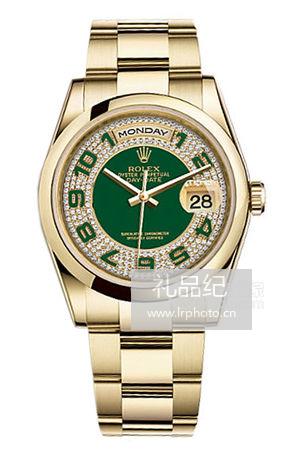 劳力士星期日历型系列118208密镶绿盘蚝式表带腕表
