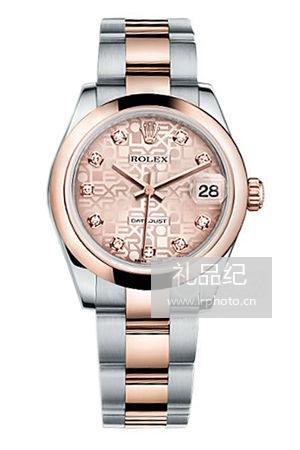 劳力士女装日志型系列178241粉色纪念花纹蚝式表带腕表
