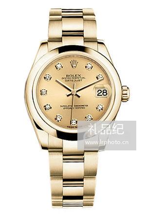劳力士女装日志型系列178248香槟盘镶钻蚝式表带腕表