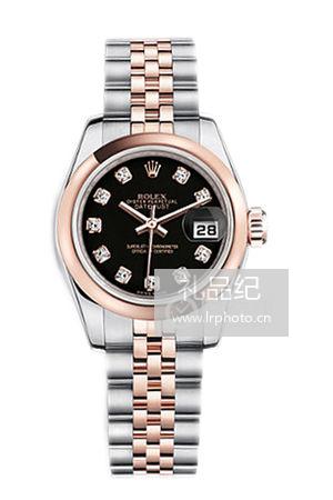 劳力士女装日志型系列179161 黑盘镶钻腕表