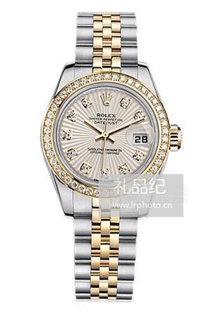 劳力士女装日志型系列179383象牙色阳光放射纹盘腕表