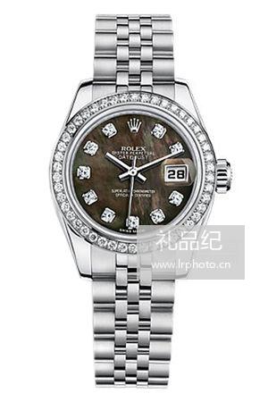 劳力士女装日志型系列179384黑贝母镶钻腕表