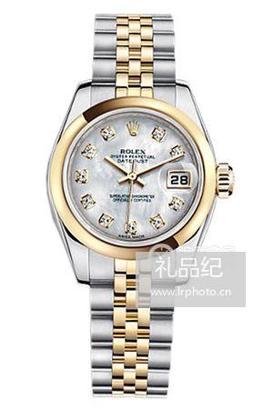 劳力士女装日志型系列179163 白贝母镶钻腕表