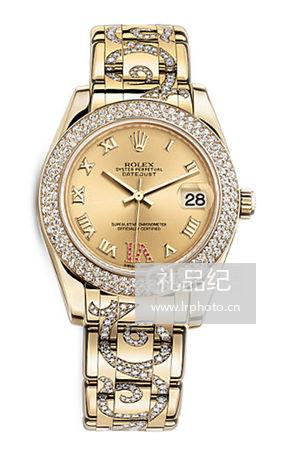 劳力士PEARLMASTER系列81338金色镶钻表盘腕表